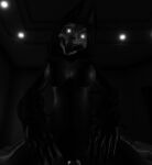  anthro bedroom breasts canid canine cowgirl_position duo female from_front_position garwaron glowing glowing_eyes goat_vr greyscale looking_at_viewer male male/female mammal mask monochrome monster on_bottom on_top scp-1471-a scp_foundation sex skull_mask 