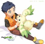  anthro bandai_namco blue_hair cr72kamitake digimon digimon_(species) duo embrace fur hair henry_wong horn hug human long_ears male mammal smile terriermon white_body white_fur 