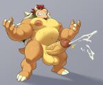  2022 analon_(artist) anthro balls belly big_balls big_belly big_muscles big_nipples big_penis bodily_fluids bowser claws clenched_teeth cum cumshot ejaculation eyebrows foreskin genital_fluids genitals grey_background hair hi_res horn huge_balls huge_penis humanoid_genitalia humanoid_penis koopa male mario_bros muscular muscular_anthro muscular_male navel nintendo nipples non-mammal_balls non-mammal_nipples nude pecs penis scalie shadow shell simple_background solo spiked_shell spikes spikes_(anatomy) standing sweat sweaty_balls sweaty_genitalia sweaty_penis teeth thick_penis thick_thighs vein video_games wet wet_body 