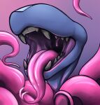  black_teeth blue_body blue_face blue_scales close-up dragon facial_scales female gaping_mouth glistening glistening_tentacles glistening_tongue gradient_background hi_res miramore mouth_shot open_mouth pink_background pink_tentacles pink_tongue purple_background saphire_lattice scaled_nose scales sharp_teeth simple_background solo teeth tendrils tentacles throat tongue tongue_out uvula 