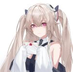  1girl anchorage_(azur_lane) azur_lane bangs blonde_hair blush breasts closed_mouth hair_ornament hairclip highres holding holding_letter letter lips long_hair looking_at_viewer lump_saury purple_eyes solo twintails two-tone_dress upper_body very_long_hair white_background 