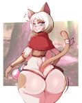  anthro big_breasts big_butt breasts butt clothed clothing domestic_cat felid feline felis female huge_butt looking_at_viewer looking_back looking_back_at_viewer mammal saltyxodium skimpy solo thong underwear 
