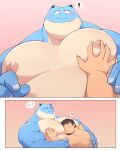  &lt;3 anthro back_muscles beard big_muscles big_pecs blastoise blue_body blush brown_hair dogoronumber3 duo embrace eyes_closed facial_hair generation_1_pokemon hair hi_res holding_partner hug human human_on_anthro interspecies intimate larger_anthro larger_male male male/male mammal meme multicolored_body musclegut muscular muscular_anthro muscular_male nintendo nipple_fetish nipple_pinch nipple_play nude pec_grasp pec_smothering pecs pinch pokemon pokemon_(species) pokephilia reptile romantic romantic_couple scalie shell-less size_difference smaller_human smaller_male tortoise turtle video_games white_body 