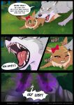  bodily_fluids canid canine canis comic eevee eeveelution english_text feral generation_1_pokemon generation_2_pokemon grass hi_res hunting kiwi_(rukifox) mammal nintendo open_mouth outside paws plant pokemon pokemon_(species) pushing_down ribbons rukifox tears text umbreon video_games wolf 