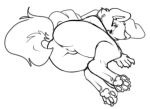  anthro anus bag_of_lewds big_butt butt canid canine claws eyes_closed female genitals hair mammal monochrome pawpads paws pussy sleeping solo 