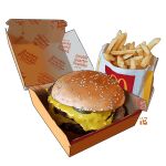  absurdres burger cheese commentary english_commentary food french_fries highres mcdonald&#039;s no_humans pickle sesame_seeds studiolg watermark white_background 