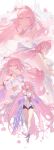  4girls bangs bare_shoulders black_shorts boots breasts cleavage closed_mouth dress elf elysia_(herrscher_of_human:ego) elysia_(honkai_impact) full_body gloves hair_ornament highres honkai_(series) honkai_impact_3rd long_hair multiple_girls petals pink_eyes pink_hair pointy_ears shorts simple_background sleeveless sleeveless_dress smile sougishi_ego strapless strapless_dress veil wedding_dress white_background white_dress white_footwear white_gloves 