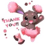  1other alternate_color animal_ears animal_feet animal_hands animal_nose arm_up black_eyes blush body_fur brown_fur buneary chocolate color_guide commentary_request english_text full_body furry hand_up happy heart jumping leg_up lowres open_mouth other_focus partial_commentary pawpads pink_fur pokemon pokemon_(creature) rabbit_ears rabbit_tail shiny_pokemon shira_(sirairo116) simple_background smile solo star_(symbol) straight-on tail thank_you two-tone_fur white_background 