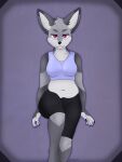  absurd_res anthro big_breasts breasts canid canine chubby_female claws ears_up exercise fangs female fox hi_res mammal mammal_taur procyonid procyonid_taur slightly_chubby solo taur workout workout_clothing 
