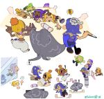  ! 1boy 2girls :d big_man_(splatoon) blonde_hair blue_hair chinese_commentary climbing clothing_cutout crowd cushion dark-skinned_female dark_skin eyebrow_cut folding_fan food food_on_head frye_(splatoon) hachimaki hair_over_one_eye hand_fan hand_on_another&#039;s_head harem_pants headband heart hokkamuri holding holding_fan inkling jellyfish_(splatoon) jumping light_green_hair long_hair manta_ray mohawk motion_lines multicolored_hair multiple_girls nejiri_hachimaki no_eyes object_on_head octarian octoling open_mouth pants pointy_ears purple_hair running salorbt see-through shiver_(splatoon) short_hair simple_background smile speech_bubble splatoon_(series) splatoon_3 spoken_exclamation_mark spoken_heart suction_cups surprised tempura tentacle_hair triangle_mouth twitter_username two-tone_hair utility_pole white_background white_pants yellow_eyes zabuton 