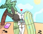  bikini bikini_bottom bikini_top clothing digital_media_(artwork) duo female female/female generation_5_pokemon green_hair hair hi_res kissing legendary_pokemon long_hair luluwoo mammal meloetta meloetta_(aria_form) nintendo pokemon pokemon_(species) swimwear video_games 