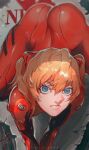  1girl ass blue_eyes highres ibuo_(ibukht1015) looking_at_viewer neon_genesis_evangelion non-web_source orange_hair plugsuit souryuu_asuka_langley 