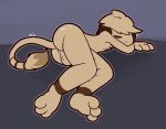  2022 3_toes anthro backsack balls big_butt brown_body brown_fur brown_stripes butt chest_tuft crossed_arms dipstick_tail eyes_closed feet fur generation_2_pokemon genitals hi_res lying male markings nintendo nude on_side perineum pokemon pokemon_(species) sleeping smeargle solo striped_body striped_fur striped_markings striped_tail stripes tail_markings tail_tuft tan_balls tan_body tan_fur tan_perineum toes tuft ultilix video_games 