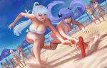  6+girls alabama_(azur_lane) alternate_costume animal_ears ayanami_(azur_lane) azur_lane beach bikini black_bikini blonde_hair blue_bikini blue_hair breasts brown_hair c.h.a dark-skinned_female dark_skin day enterprise_(azur_lane) essex_(azur_lane) faceless faceless_female fake_animal_ears frilled_bikini frills georgia_(azur_lane) hat highres hornet_(azur_lane) intrepid_(azur_lane) javelin_(azur_lane) laffey_(azur_lane) long_hair massachusetts_(azur_lane) medium_hair multiple_girls new_jersey_(azur_lane) outdoors purple_eyes purple_hair rabbit_ears sand sarong shangri-la_(azur_lane) straw_hat summer sun_hat sunglasses swimsuit twintails very_long_hair white_hair white_sarong yorktown_(azur_lane) z23_(azur_lane) 