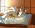  2022 4_toes 5_fingers anthro blue_eyes breasts canid canine digital_media_(artwork) eyebrows eyelashes feet female fingers fox kittydee mammal nude partially_submerged smile solo toes 