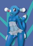  balls blush bottomless breasts clothed clothing crossgender dress fluffolio generation_7_pokemon genitals girly looking_at_viewer male nintendo partially_clothed penis pokemon pokemon_(species) popplio solo video_games 