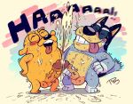  adventure_time bandit_heeler bluey_(series) bodily_fluids canid canine cartoon_network cum duo ejaculation excessive_cum excessive_genital_fluids fur genital_fluids genitals hi_res jake_the_dog male male/male mammal masturbation penis topony yellow_body yellow_fur 