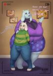 2026 5_fingers absurd_res age_difference anthro asriel_dreemurr big_breasts big_butt blarf blush bottomwear bovid breasts bulge butt camera_view caprine clothing dated deltarune dialogue duo english_text erection erection_under_clothing eyewear female femboy fingers glasses goat gynomorph_(lore) hand_on_shoulder hands_behind_back hi_res huge_breasts huge_butt huge_hips huge_thighs jewelry larger_female looking_at_viewer male mammal mature_female necklace offscreen_character pants photo picture_frame pince-nez posing_for_picture shirt size_difference skirt smaller_male smile standing text thick_thighs topwear toriel undertale undertale_(series) wide_hips