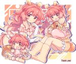  ._. 1girl 1other :d absurdres antennae bonnibelle_amai bonnibelle_amai_(pajamas) bonnibelle_amai_(rebirth) bow braid butter cardigan detached_collar english_text food gradient_hair hair_bow highres indie_virtual_youtuber long_hair multicolored_hair no_shoes orange_eyes orange_hair shorts side_braid smile stingray stingray_girl stingray_tail suzuno_(suzuno3110) syrup_(bonnibelle_amai) tail virtual_youtuber 
