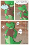 absurd_res alley alligator alligatorid animal_genitalia anthro bodily_fluids brick cloaca cloacal_penis comic crocodilian cum dialogue dowaku_01 drooling ejaculation english_text genital_fluids genitals hi_res investigators_(book) leaning_on_wall male mango_(investigators) masturbation one_eye_closed onomatopoeia precum reptile saliva scalie solo sound_effects speech_bubble sweat sweatdrop text wall_(structure)