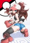  ass baseball_cap blue_eyes brown_hair cameltoe fat_mons hat pokemon pokemon_(game) pokemon_bw ponytail sakura_ryuuken short_shorts shorts solo thighhighs touko_(pokemon) 