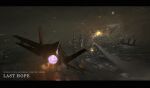 absurdres ace_combat ace_combat_7 afterburner aircraft airplane artist_name black_sky building city city_lights cityscape commentary commission explosion f-15_eagle f-35_lightning_ii fighter_jet flying full_moon harbor highres horizon letterboxed military_vehicle missile_trail mobius_(mobiusu14) moon multiple_aircraft night no_humans ocean pixiv_commission projectile_trail sky skyscraper timestamp vehicle_focus war 
