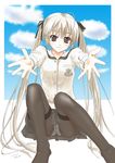  crotch_seam kasugano_sora long_legs panties panties_under_pantyhose pantyhose pantyshot solo sunazuka thighband_pantyhose twintails underwear upskirt yosuga_no_sora 