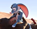 3_toes 3d_(artwork) 4_fingers animal_genitalia anthro balls bandicoot big_ears bilby bilby_(dreamworks) black_nose blender_(artwork) blender_cycles_(artwork) blue_body blue_fur blue_sky bodily_fluids brown_body brown_fur canid canine canine_genitalia canis countershading crossover cum desert digital_media_(artwork) disney dreamworks duo ears_down erection feet fingers fur genital_fluids genitals hi_res knot licking_cum male male/male mammal marsupial outside penis perry_(bilby) pink_nose pink_penis pivoted_ears sky slightly_open_mouth sneakyphox teeth toes tongue whiskers wolf zootopia