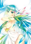  aqua_eyes aqua_hair bare_shoulders between_breasts blue_hair breasts dress flower gradient_hair kayou_(kayou-bi) large_breasts leaf light_smile long_hair multicolored_hair original personification plant solo very_long_hair 