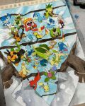  bayleef braixen brionne bud charmeleon closed_eyes closed_mouth combusken commentary crocalor croconaw dartrix dewott drizzile english_commentary fangs fire flame-tipped_tail floragato frogadier from_above grotle grovyle highres hisuian_avalugg holding holding_stick ivysaur leaf lying marshtomp mofinngram monferno nostrils on_back on_stomach open_mouth painting_(medium) partially_colored photo_(medium) pignite pikachu pokemon pokemon_(creature) pokemon_focus prinplup quaxwell quilava quilladin raboot riding riding_pokemon servine sharp_teeth sitting sleeping smile stick tail teeth thwackey traditional_media unfinished wartortle watercolor_(medium) 