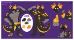 3_toes 4_fingers absurd_res anthro balls belly big_muscles big_penis black_eyes black_head black_legs black_tail border character_name chibi claws color_swatch dragon feet fingers fire flaming_horn flaming_horns front_view genitals grey_arms grey_balls grey_belly grey_chest grey_horn hi_res horn japanese_text knot knotted_penis lava_plated lava_plated_back lava_plated_body lava_plates looking_at_viewer macro macro_anthro macro_male male male_(lore) male_anthro mouth_closed muscular muscular_anthro muscular_male mythological_creature mythological_scalie mythology nude_anthro nude_macro nude_male open_mouth penis purple_background purple_text rear_view ribbed_penis scalie sharp_teeth simple_background solo species_name spiked_tail spikes spikes_(anatomy) tail teeth text tienduki toes tongue translated vondrask_(ivarathefoox) white_border yellow_claws yellow_eyes yellow_mouth yellow_penis yellow_tail yellow_tongue