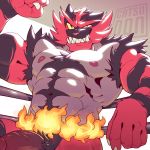 abs anthro areola barazoku biceps catsudon claws close-up erection fangs feline fighting_ring fire flexing fur green_eyes gums humanoid_penis incineroar looking_at_viewer male mammal manly muscular navel nintendo nipples nude pecs penis pok&eacute;mon pok&eacute;mon_(species) sharp_claws sharp_teeth smile solo teeth thick_thighs triceps vein veiny_penis video_games wrestler 