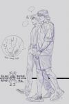  belt contemporary dio_brando greyscale holding_hands hood hoodie jojo_no_kimyou_na_bouken jonathan_joestar monochrome pants phantom_blood shirt shoes shorts speech_bubble tmblyeet walking yaoi 