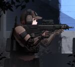  1girl absurdres ammunition_pouch baseball_cap battle_rifle bulletproof_vest cqcnorthfish desert_tech_mdr elcan_scope gun hat headphones highres mecha_musume mechanical_arms military military_combat_uniform military_uniform original pouch radio_antenna rifle scope tactical_clothes weapon 