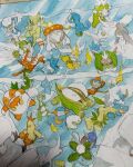  arms_behind_head bayleef braixen brionne bud charmeleon claws closed_eyes closed_mouth combusken commentary crocalor croconaw crossed_arms dartrix dewott drizzile english_commentary fangs fire flame-tipped_tail floragato frogadier grotle grovyle highres holding holding_stick ivysaur leaf marshtomp mofinngram nostrils open_mouth painting_(medium) partially_colored photo_(medium) pignite pokemon pokemon_(creature) pokemon_focus prinplup quaxwell quilava quilladin raboot sharp_teeth sitting sleeping smile stick tail teeth thwackey torracat traditional_media unfinished wartortle watercolor_(medium) 
