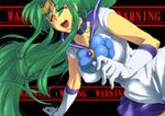  bishoujo_senshi_sailor_moon blue_choker blue_sailor_collar blue_skirt choker cosplay green_hair lindy_harlaown lyrical_nanoha ma_(pixiv1936865) magical_girl mahou_shoujo_lyrical_nanoha sailor_collar sailor_mercury sailor_mercury_(cosplay) sailor_senshi_uniform skirt solo 