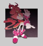  1girl absurdres animal_ears artist_name blaze_the_cat burning_blaze cat_ears cat_girl cat_tail closed_mouth commentary english_commentary eyelashes fiery_hair fire flame-tipped_tail forehead_jewel frown full_body furry furry_female gloves high_heels highres irregularcloudi jacket long_sleeves looking_at_viewer outline pants pink_fur pink_jacket solo sonic_(series) standing tail white_gloves white_pants yellow_eyes 