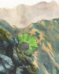  alternate_color closed_eyes commentary highres mofinngram outdoors painting_(medium) pokemon pokemon_(creature) pokemon_focus shelgon shiny_pokemon signature sleeping solo traditional_media untranslatable_commentary watercolor_(medium) 