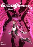  1girl absurdres artist_name black_horns blue_eyes bodysuit character_name commentary copyright_name cosplay crystal_wings destiny_gundam energy_wings floating gundam gundam_seed gundam_seed_destiny hair_between_eyes halo heterochromia highres hololive hololive_english horns irys_(hololive) long_hair looking_at_viewer mecha mecha_pilot_suit mobile_suit multicolored_bodysuit outstretched_arms pointy_ears purple_eyes purple_hair red_hair robot shinn_asuka shinn_asuka_(cosplay) skin_tight spread_arms star_halo tablicoart v-fin very_long_hair virtual_youtuber wings 