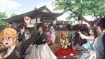  1other 6+boys 6+girls absurdres architecture black_hanbok blonde_hair blue_skirt brown_hair brown_hanbok commentary_request cooking dante_(limbus_company) don_quixote_(project_moon) east_asian_architecture everyone faust_(project_moon) gat_(hat) gregor_(project_moon) hanbok hand_fan hat heathcliff_(project_moon) highres holding holding_fan hong_lu_(project_moon) ishmael_(project_moon) kite_flying korea korean_clothes korean_commentary limbus_company long_hair meursault_(project_moon) multicolored_sleeves multiple_boys multiple_girls ootachi open_mouth outis_(project_moon) pink_skirt project_moon purple_hanbok red_skirt roan_green rodion_(project_moon) ryoshu_(project_moon) short_hair sinclair_(project_moon) skirt smile striped_sleeves tree very_long_hair white_hanbok white_skirt yellow_eyes yi_sang_(project_moon) 