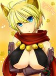  animal_ears bad_id bad_pixiv_id blonde_hair blue_eyes breasts cat_ears cleavage fantasy_earth_zero large_breasts open_mouth solo urokozuki 