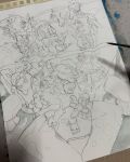  arms_behind_head art_tools_in_frame bayleef braixen brionne charmeleon closed_eyes closed_mouth combusken commentary crocalor croconaw crossed_arms dartrix dewott drizzile english_commentary floragato frogadier from_above grotle grovyle highres hisuian_avalugg holding ivysaur lying marshtomp mofinngram monferno on_back on_stomach open_mouth photo_(medium) pignite pikachu pokemon pokemon_(creature) pokemon_focus prinplup quaxwell quilava quilladin raboot riding riding_pokemon servine sitting smile thwackey torracat traditional_media unfinished wartortle 