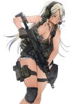  1girl ak-74m armpit_crease assault_rifle bare_arms bare_legs bare_shoulders bcm_mcmr bikini blonde_hair blue_eyes breasts bulletproof_vest camouflage camouflage_bikini cleavage denim denim_shorts glock gloves gun handgun highres holding holding_gun holding_weapon kalashnikov_rifle knee_pads large_breasts long_hair looking_to_the_side machine_gun maxturbo69 multicolored_hair original panties pouch revealing_clothes rifle short_shorts shorts single_knee_pad swimsuit thigh_pouch thighs thong thong_bikini thong_panties toned toned_female two-tone_hair underwear watch weapon wristwatch 