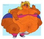  activision anthro big_breasts bodily_fluids breasts crash_bandicoot_(series) female haradoshin hi_res morbidly_obese navel nipples obese overweight solo sweat tawna_bandicoot video_games 