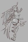  anthro avian bag big_breasts blush bodily_fluids breasts butt clothed clothing eyes_closed feathered_wings feathers female genital_fluids genitals hair half-closed_eyes hi_res jiuye looking_at_viewer narrowed_eyes nipples nude pussy simple_background solo wings zovos 