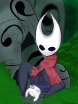  3:4 absurd_res anthro athletic bodily_fluids breasts castinly clothing dark_body dominant dominant_female dress duo erection female forced genital_fluids genitals hi_res hollow_knight hornet_(hollow_knight) male male/female mask penis precum protagonist_(hollow_knight) size_difference sweat sweaty_legs team_cherry teasing thick_thighs video_games wide_hips 