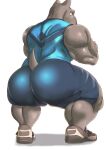  2022 absurd_res anthro big_butt big_muscles blue_eyes bodily_fluids bottomwear bulge bull_terrier butt canid canine canis clothing countershade_butt countershading crossed_arms crouching domestic_dog exercise footwear goldlightyou grey_body grey_skin hi_res hunting_dog male mammal muscular muscular_anthro muscular_male rear_view shirt shoes short_tail shorts sleeveless_shirt solo sweat sweatdrop terrier topwear 