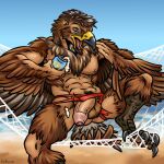  accipitrid accipitriform alcohol anthro avian balls beach beer belfezon beverage beverage_can bird clothing eagle exposed flaccid foreskin genitals hammock hi_res male muscular nipples penis pubes seaside solo thong torn_clothing transformation underwear vein veiny_penis 