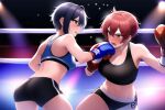  2girls boxing boxing_gloves commission multiple_girls non-web_source original second-party_source test_(artist) wrestling_ring 