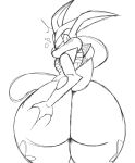  2022 amphibian anthro arthurclaws bandage big_butt bubble butt butt_grab digital_media_(artwork) generation_6_pokemon greninja hand_on_butt hi_res huge_butt looking_back male nintendo pokemon pokemon_(species) rear_view sketch solo surprise tongue video_games wide_hips 